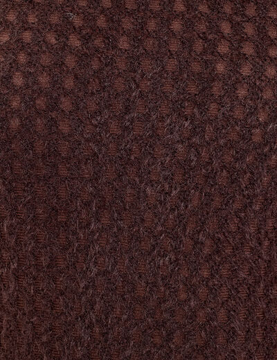 Blouse ajour&eacute;e manches longues marron fonc&eacute; femme