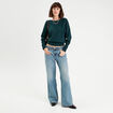 Pull manches chauves-souris vert fonc&eacute; femme