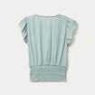 Blouse cintr&eacute;e col v manches courtes vert pastel femme