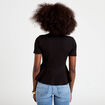 Top cintr&eacute; p&eacute;plum noir femme