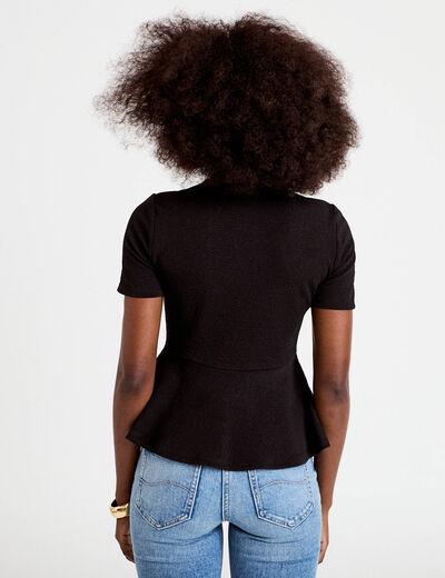 Top cintr&eacute; p&eacute;plum noir femme