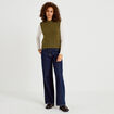 Pull sans manches vert kaki femme