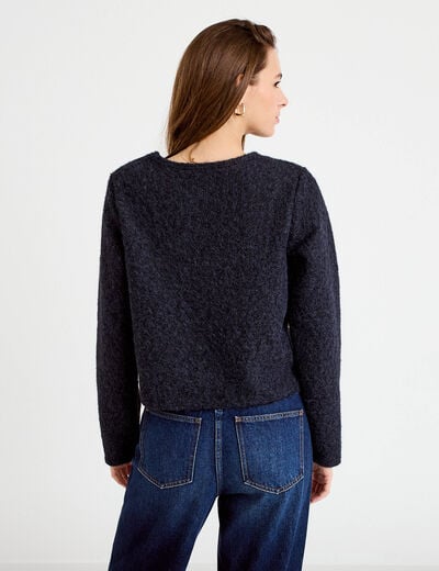Veste effet polaire bleu marine femme