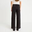 Jean wide leg cropped taille haute denim noir femme