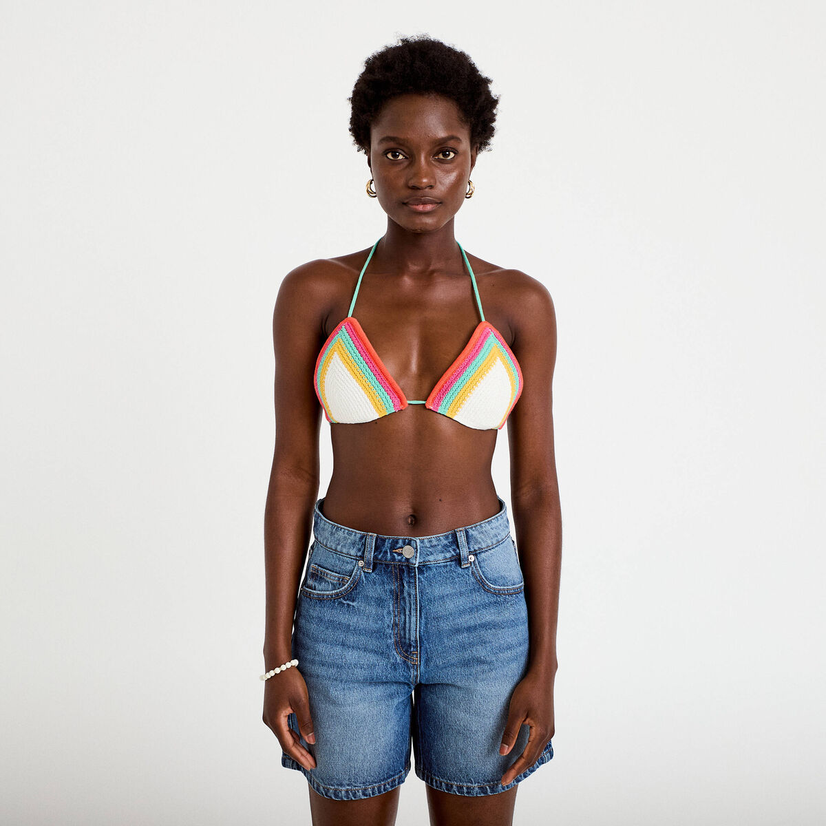 Haut de maillot de bain en crochet rouge femme