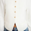 Veste tweed droite cropped col rond ecru femme