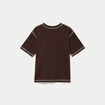 Top col rond manches courtes marron fonc&eacute; femme