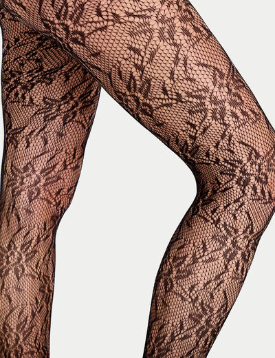 Collants aspect dentelle noir femme