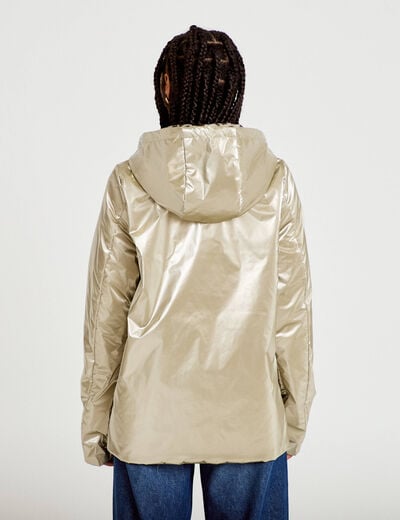 Parka r&eacute;versible &agrave; capuche couleur or femme
