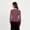 T-shirt ajust&eacute; col rond manches longues rose femme