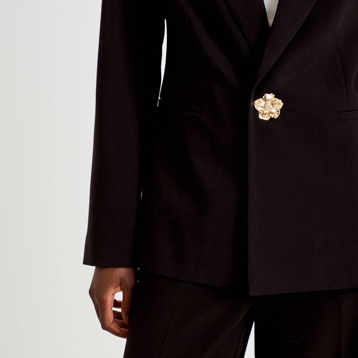 Blazer droit manches longues noir femme