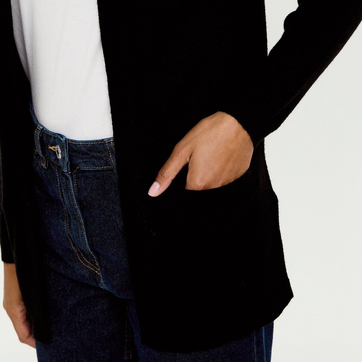 Gilet manches longues noir femme