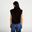 Pull droit sans manches col montant noir femme