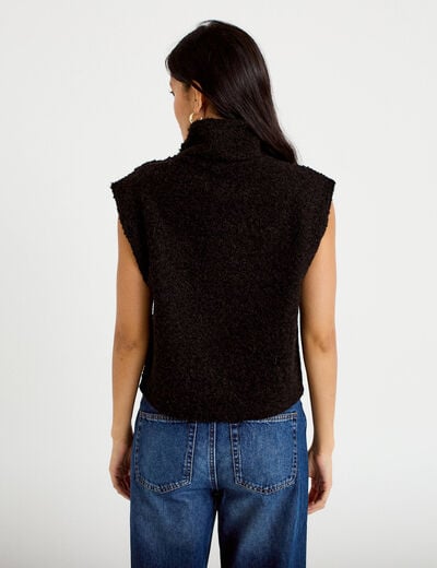 Pull droit sans manches col montant noir femme