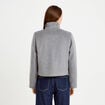 Veste courte aspect laineux gris femme