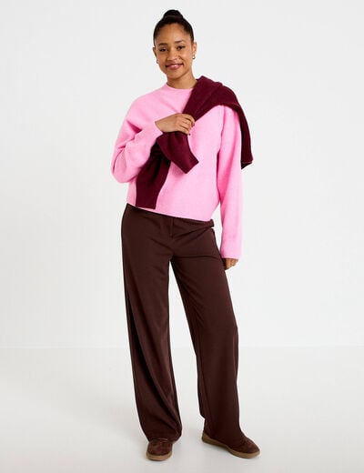 Pantalon large marron fonc&eacute; femme