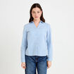 Chemise col classique bleu femme