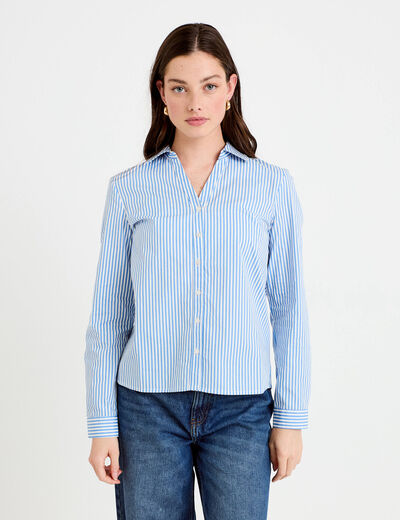 Chemise col classique bleu femme