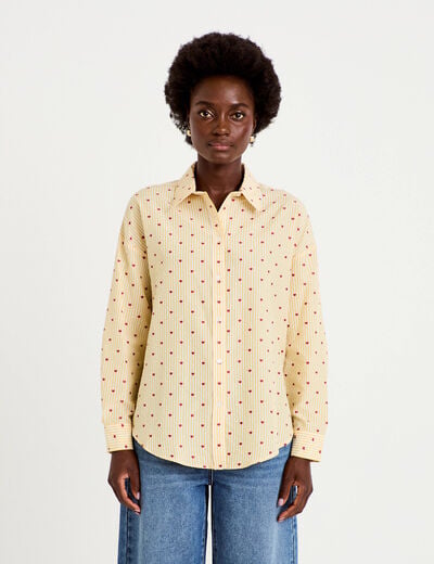 Chemise oversize manches longues jaune femme