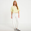 Sweat oversize cropped col rond jaune clair femme