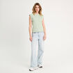 T-shirt col rond sans manches vert pastel femme