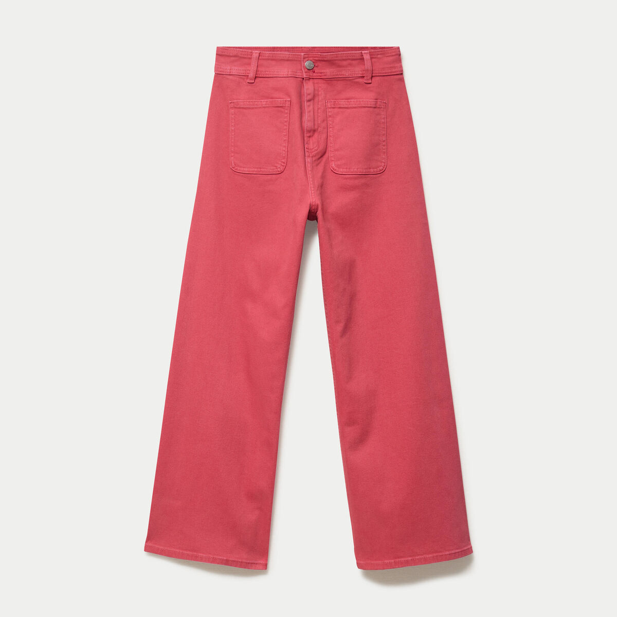 Jean bootcut cropped taille haute rose framboise femme