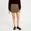 Jupe-short trap&egrave;ze courte taupe femme