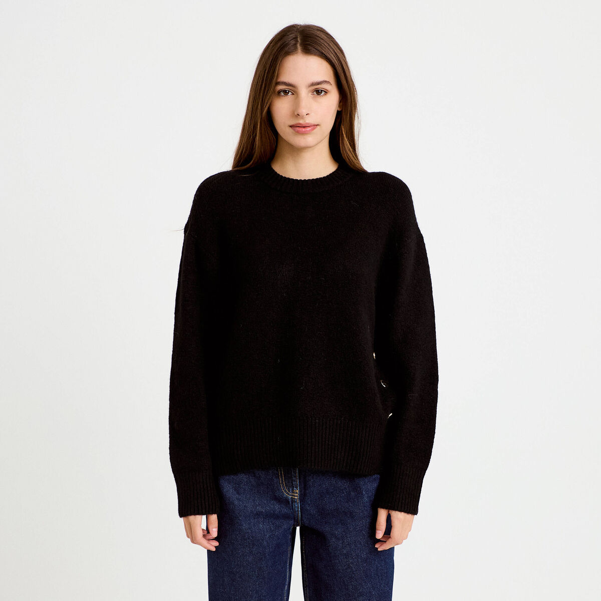 Pull manches longues noir femme