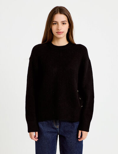 Pull manches longues noir femme