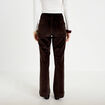 Pantalon bootcut taille haute velours marron fonc&eacute; femme