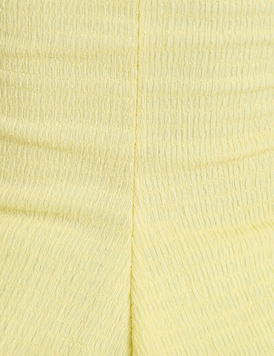 Bustier p&eacute;plum ajust&eacute; cropped pliss&eacute; jaune pastel femme