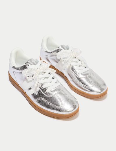Basket gris argent femme