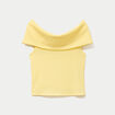 Top col bardot jaune pastel femme
