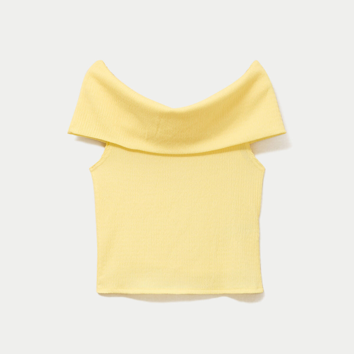 Top col bardot jaune pastel femme
