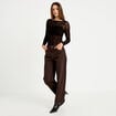 Body cintr&eacute; manches longues col bateau noir femme