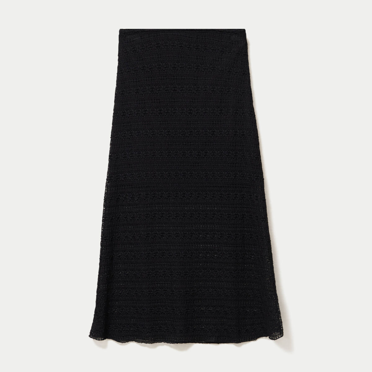 Jupe longue droite en dentelle noir femme