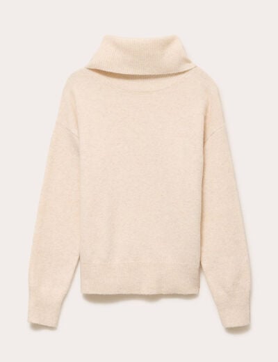Pull avec col roul&eacute; ecru femme