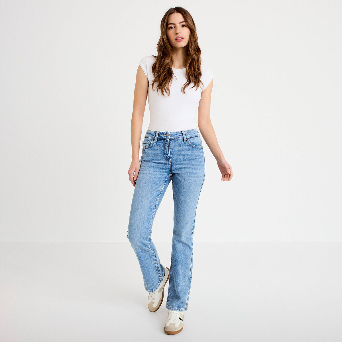 Jeans flare denim triple stone femme