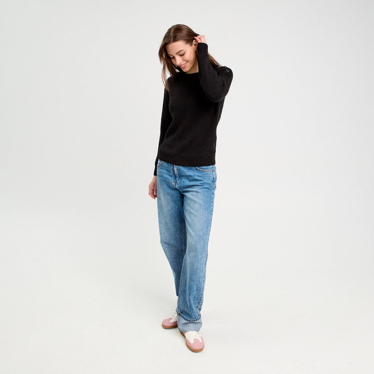 Pull manches longues noir femme