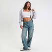 Sweat zipp&eacute; &agrave; capuche gris clair femme