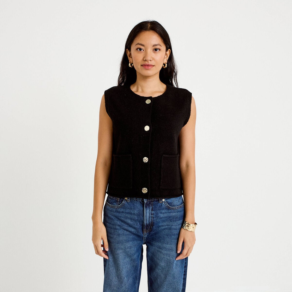Gilet sans manches noir femme