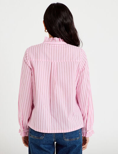Chemise droite manches longues rose femme