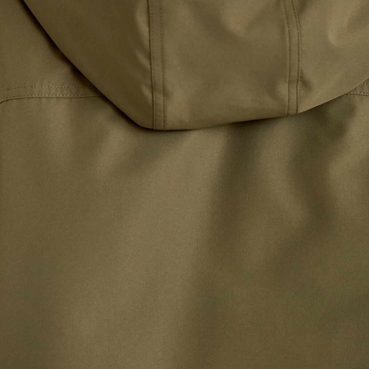 Veste courte bas resserr&eacute; &agrave; capuche vert kaki femme