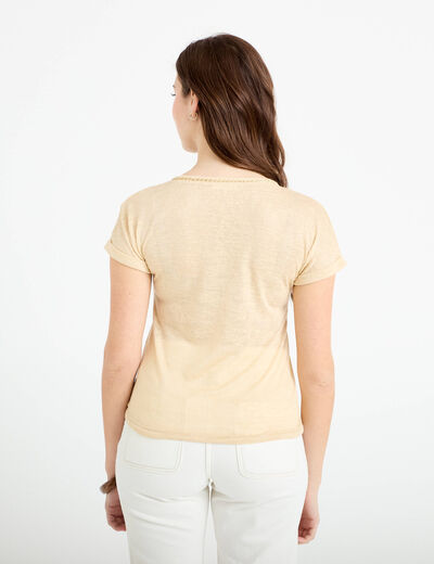 T-shirt d&eacute;tail noeud sable femme