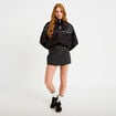 Coupe-vent oversize cropped bi-mati&egrave;re noir femme