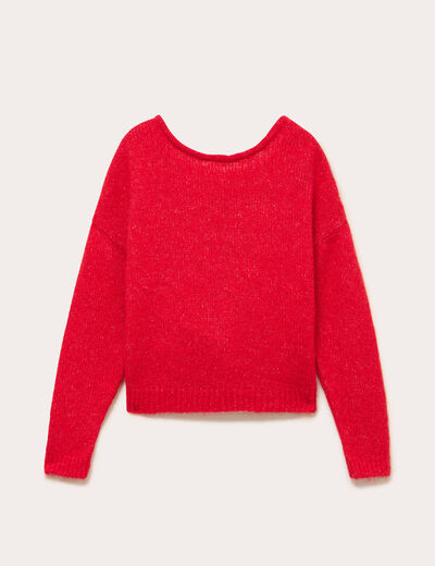 Pull d&eacute;collet&eacute; dos rouge femme