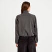 Veste effet boule col montant tweed noir femme