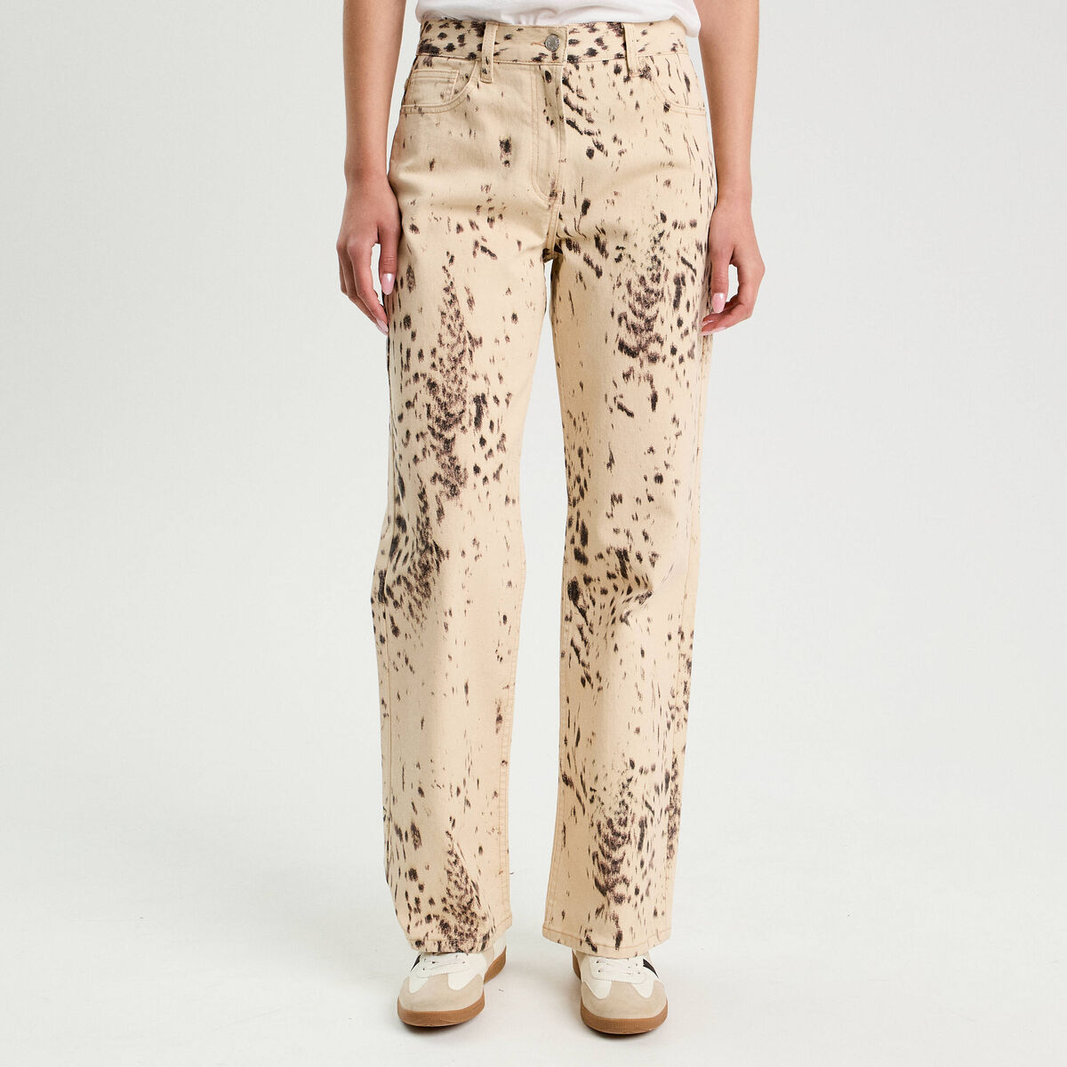 Pantalon droit marron fonc&eacute; femme