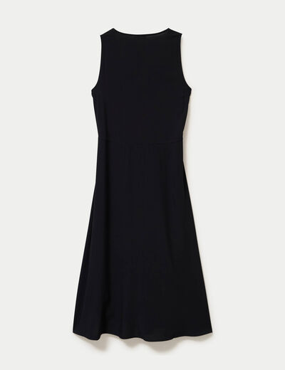 Robe longue &eacute;vas&eacute;e col v sans manches noir femme