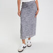 Jupe longue &eacute;vas&eacute;e bleu gris femme